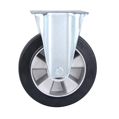 Black Elastic Rubber Heavy Duty Fixed Castor