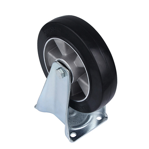 Black Elastic Rubber Heavy Duty Fixed Castor