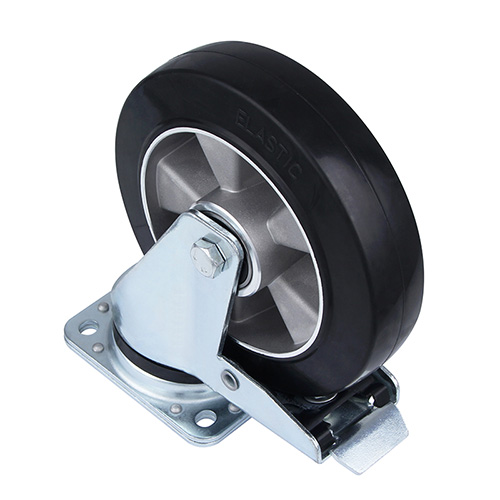 Black Elastic Rubber Heavy Duty Swivel Castor with Total Lock