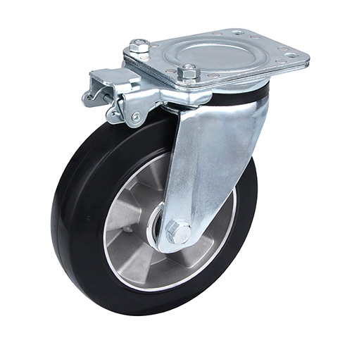 Black Elastic Rubber Heavy Duty Swivel Castor with Directional Lock