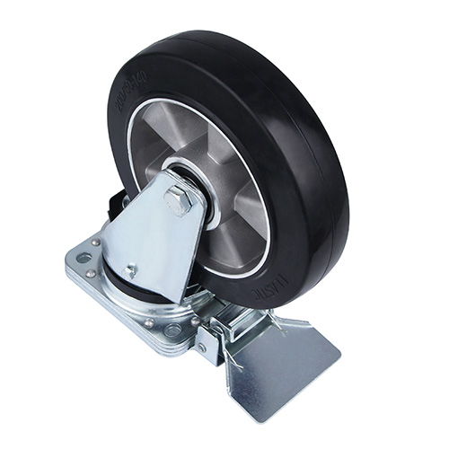 Black Elastic Rubber Heavy Duty Swivel Castor with Central Lock