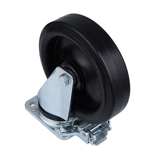 Black Elastic Rubber Heavy Duty Castors with Black Welded Pressed Steel Wheel Centre