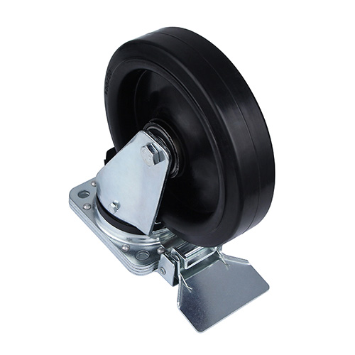 Black Elastic Rubber Heavy Duty Castors with Black Welded Pressed Steel Wheel Centre