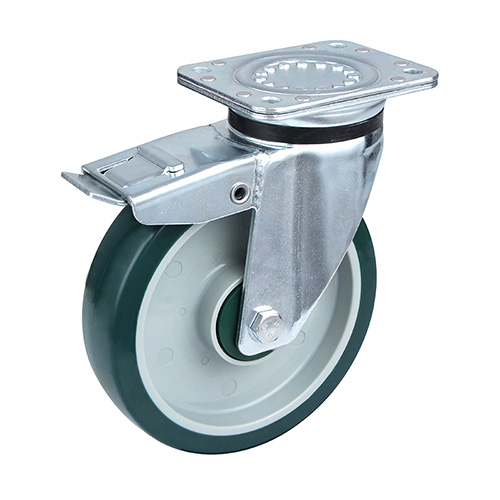 Green Polyurethane Heavy Duty Swivel Castor with Total Lock
