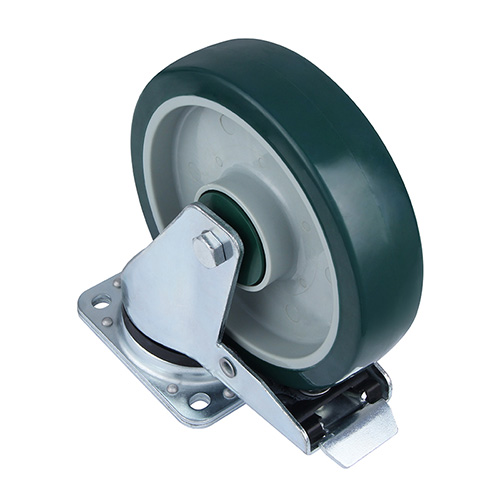 Green Polyurethane Heavy Duty Swivel Castor with Total Lock