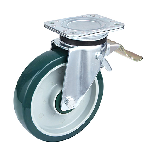 Green Polyurethane Heavy Duty Swivel Castor with Front Lock