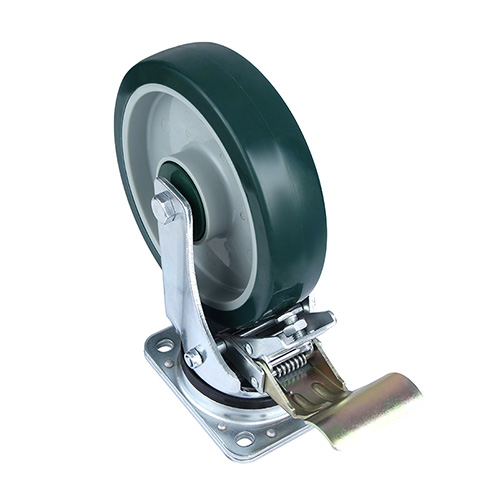 Green Polyurethane Heavy Duty Swivel Castor with Front Lock
