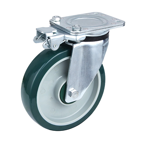 Green Polyurethane Heavy Duty Swivel Castor with Directional Lock