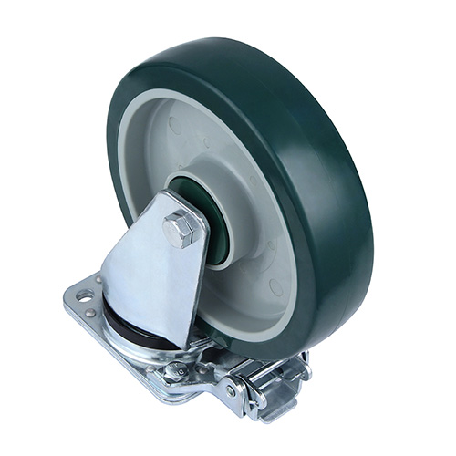 Green Polyurethane Heavy Duty Swivel Castor with Directional Lock