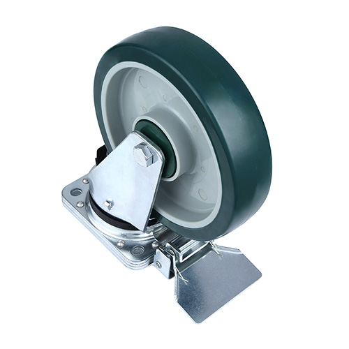 Green Polyurethane Heavy Duty Swivel Castor with Central Lock