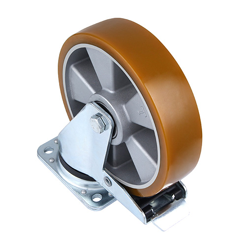 Brown Polyurethane Heavy Duty Castor with Total Lock