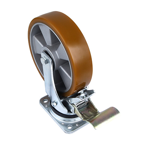 Brown Polyurethane Heavy Duty Swivel Castor with Front Lock