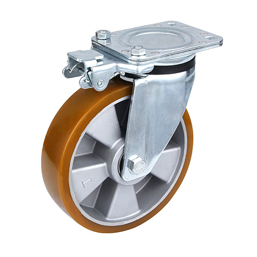 Brown Polyurethane Heavy Duty Swivel Castor with Directional Lock
