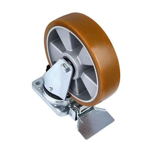 Brown Polyurethane Heavy Duty Swivel Castor with Central Lock