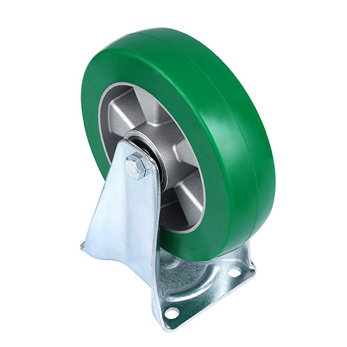 Green Elastic Polyurethane Heavy Duty Fixed Castor