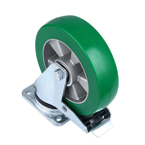 Green Elastic Polyurethane Heavy Duty Castor with Total Lock