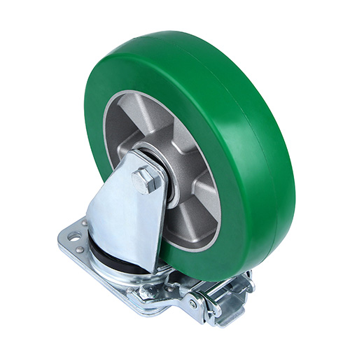 Green Elastic Polyurethane Heavy Duty Swivel Castor with Directional Lock