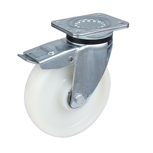 White Polyamide Heavy Duty Swivel Castor with Total Lock