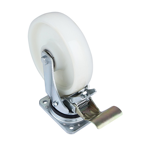 White Polyamide Heavy Duty Swivel Castor with Front Lock