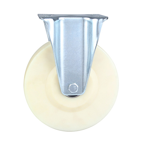 White MC Polyamide Heavy Duty Industrial Fixed Castors