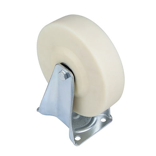 White MC Polyamide Heavy Duty Industrial Fixed Castors