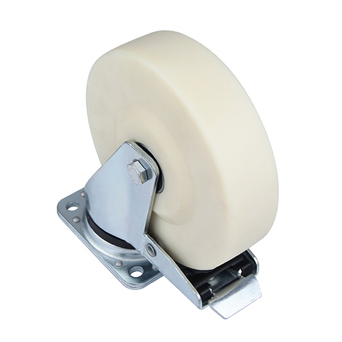 White MC Polyamide Heavy Duty Industrial Swivel Castor with Total Lock