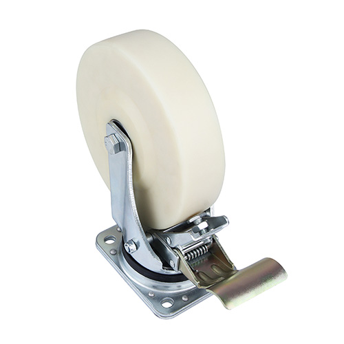  White MC Polyamide Heavy Duty Industrial Swivel Castor with Front Lock