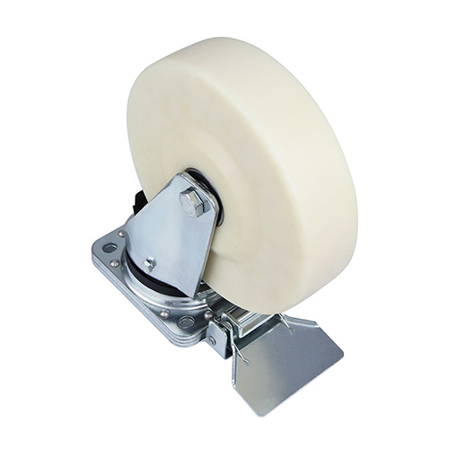 White MC Polyamide Heavy Duty Industrial Swivel Castor with Central Lock