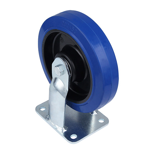 Blue Elastic Rubber Super heavy Duty Fixed Castors