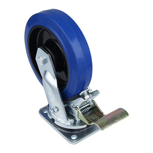 Blue Elastic Rubber Super heavy Duty Swivel Castor with Front Lock