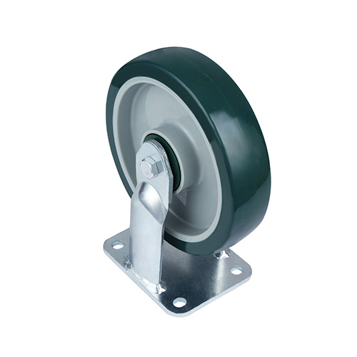 Green Polyurethane Super Heavy Duty Fixed Castor with Green Samll Plastic Thread Guards