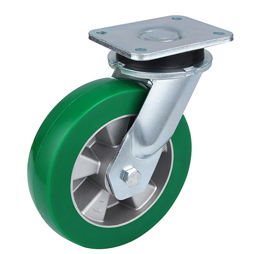 Green Elastic Polyurethane Super Heavy Duty Swivel Castor