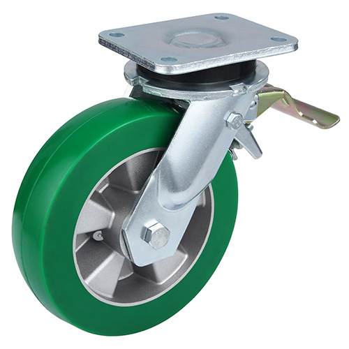 Green Elastic Polyurethane Super Heavy Duty Castors