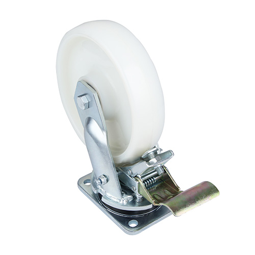 White Polyamide Super Heavy Duty Swivel Castor with Front Lock