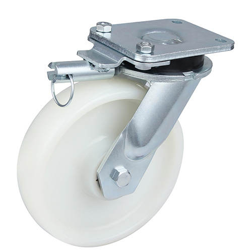 White Polyamide Super Heavy Duty Swivel Castor with Directional Lock