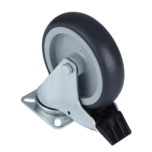 Grey Thermoplastic Rubber Institutional Swivel Castor with Total Lock