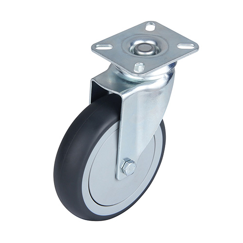 Grey Thermoplastic Rubber Institutional Swivel Castors with Grey Plastic Thread Guards