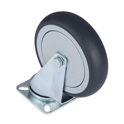 Grey Thermoplastic Rubber Institutional Swivel Castors with Grey Plastic Thread Guards