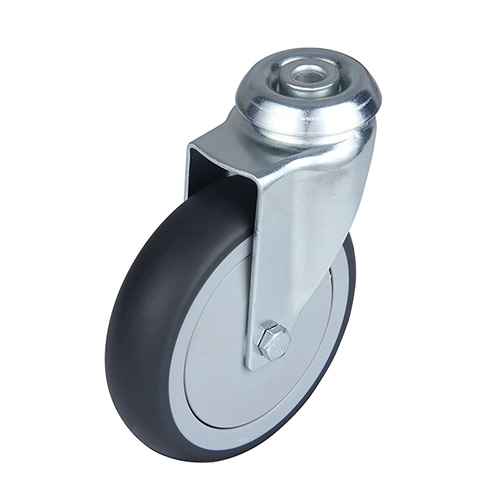 Grey Thermoplastic Rubber Institutional Swivel Castor with Bolt Hole 