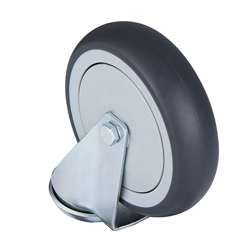 Grey Thermoplastic Rubber Institutional Swivel Castor with Bolt Hole 