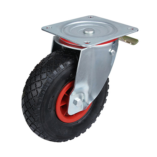 Pneumatic Rubber wheel Swivel Castor with Total Lock 