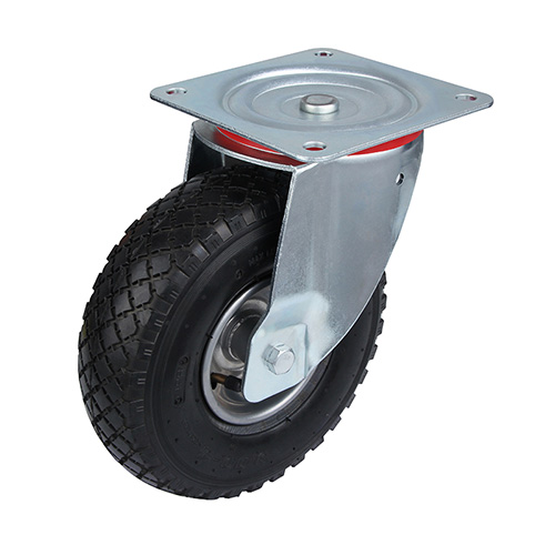 Pneumatic Rubber wheel Swivel Castor with Pressed Steel Wheel Centre