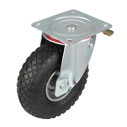 Pneumatic Rubber wheel Castors with Pressed Steel Wheel Centre