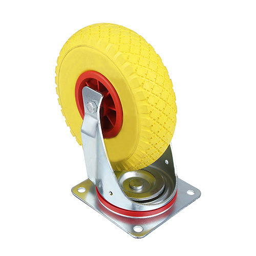 Yellow Foam Polyurethane Castors with Pressed Steel Wheel Centre