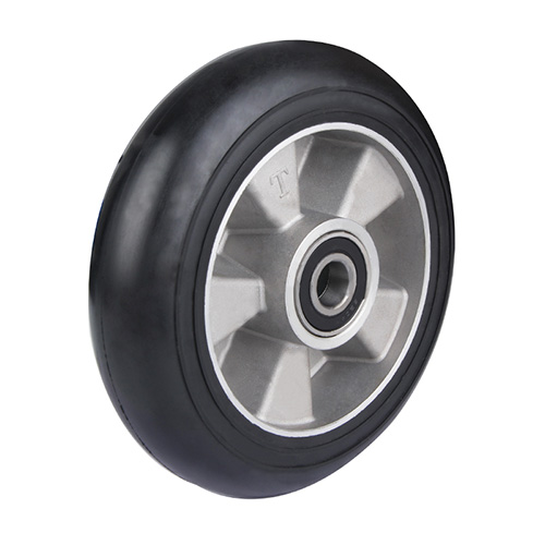Wheels For Black Elastic Rubber Tread with Black Welded Pressed Steel Wheel Centre