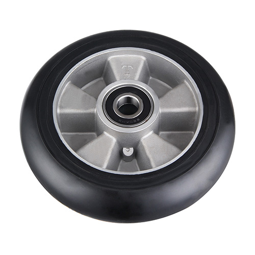 Wheels For Black Elastic Rubber Tread with Black Welded Pressed Steel Wheel Centre