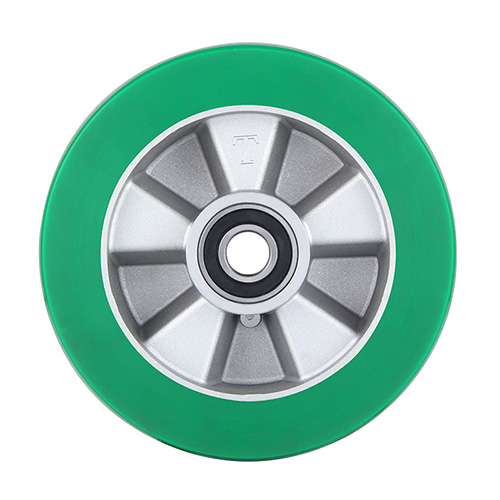 Green Elastic Polyurethane Wheels with Two Ball Bearings