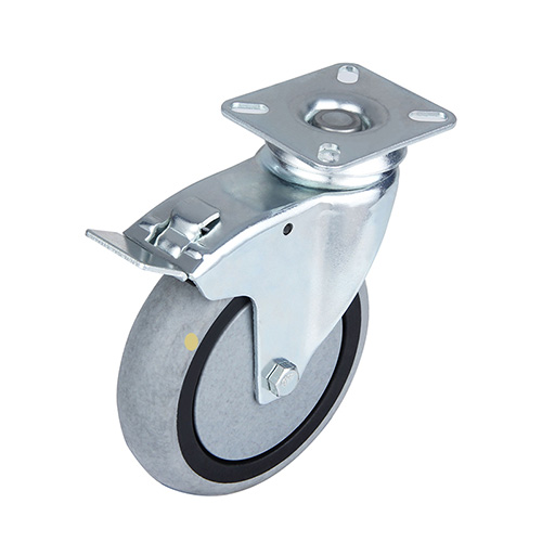Grey Electric Conduction Thermoplastic Rubber Institutional Swivel Castor with Total Lock