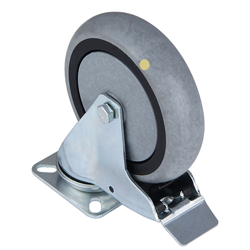 Grey Electric Conduction Thermoplastic Rubber Institutional Swivel Castor with Total Lock
