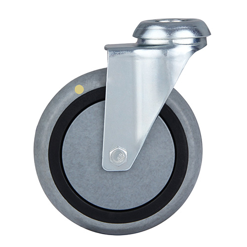 Grey Electric Conduction Thermoplastic Rubber Institutional Swivel Castor with Bolt Hole 